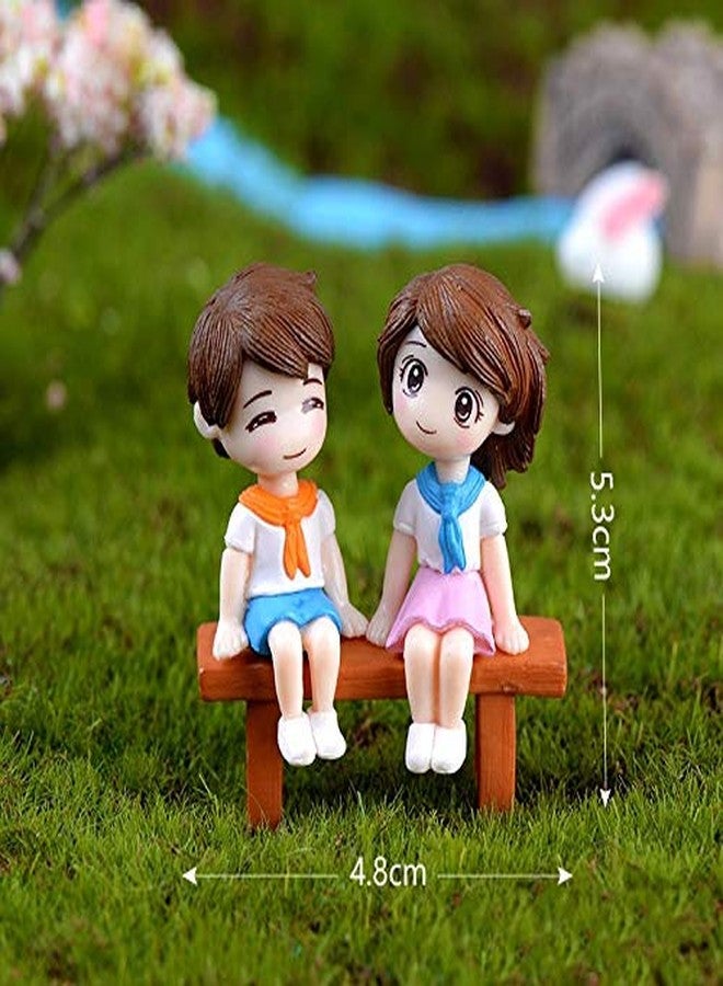 BHOOLU&GOOLU Polyvinyl Chloride Sweety Lovers - Bench Sitting Couple Figurine Miniature - Style - 27 (Multicolour, Small) - 2Piece/Set - Image 3